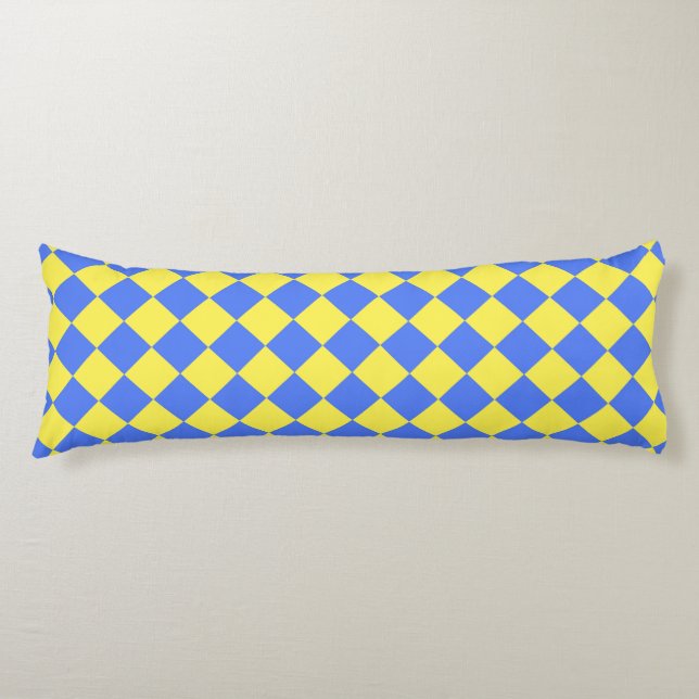 Blue Yellow Chequered Diamond Pattern  Body Cushion (Front)