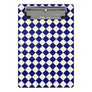 Blue Yellow Chequered Diamond Pattern Mini Clipboard