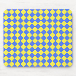Blue Yellow Chequered Diamond Pattern  Mouse Pad