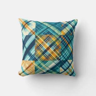 Blue Yellow Chequered Plaid  Cushion