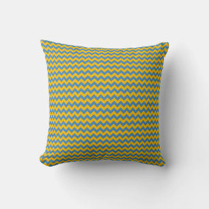 Blue Yellow Chevron Zigzag Pattern Cushion