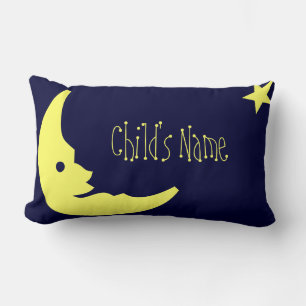 Blue,Yellow Child's personalised name moon pillow