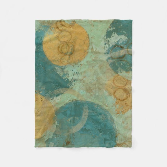 Blue & Yellow Circles Fleece Blanket (Front)