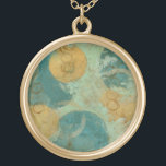 Blue & Yellow Circles Gold Plated Necklace<br><div class="desc">Blue and yellow circles populate this amazing work by Megan Meagher. A key lime green serves as the background for the colourful circles. Get a copy of this great print today!</div>