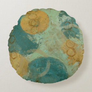 Blue & Yellow Circles Round Cushion