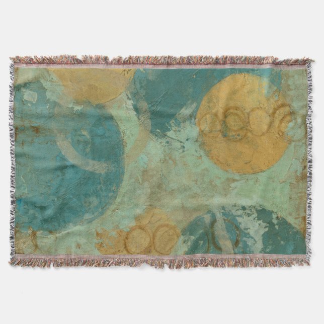 Blue & Yellow Circles Throw Blanket (Front)