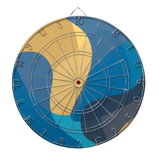 Blue, yellow, cool, trendy urban wavy illustration dartboard (Front)