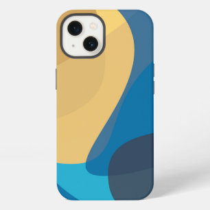 Blue, yellow, cool, trendy urban wavy illustration iPhone 13 case