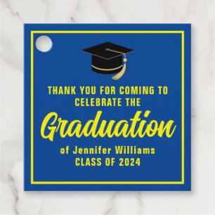 Blue Yellow Custom 2025 Graduation Party Favour Tags