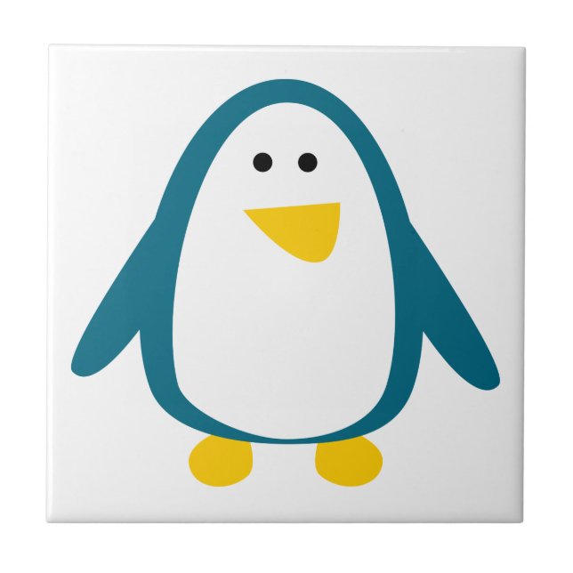 Blue yellow cute penguin animation illustration tile (Front)
