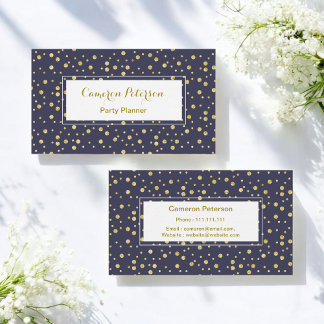 Blue Yellow Dots Party Planner Business Card
