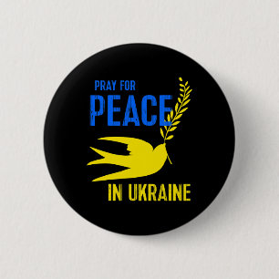 Blue Yellow Dove Pray For Peace Ukraine Ukrainian 6 Cm Round Badge