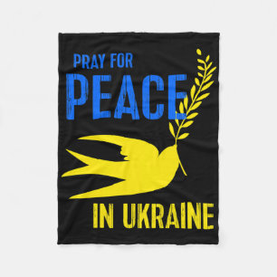Blue Yellow Dove Pray For Peace Ukraine Ukrainian Fleece Blanket