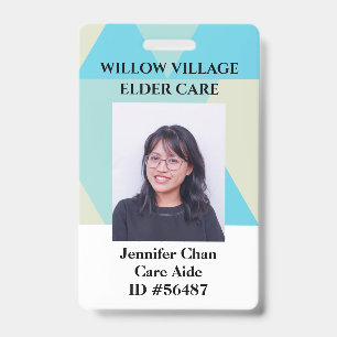 Blue Yellow Employee Staff Photo ID With Name Badge