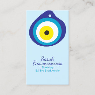 Blue Yellow Evil Eye Bead Amulet Business Card