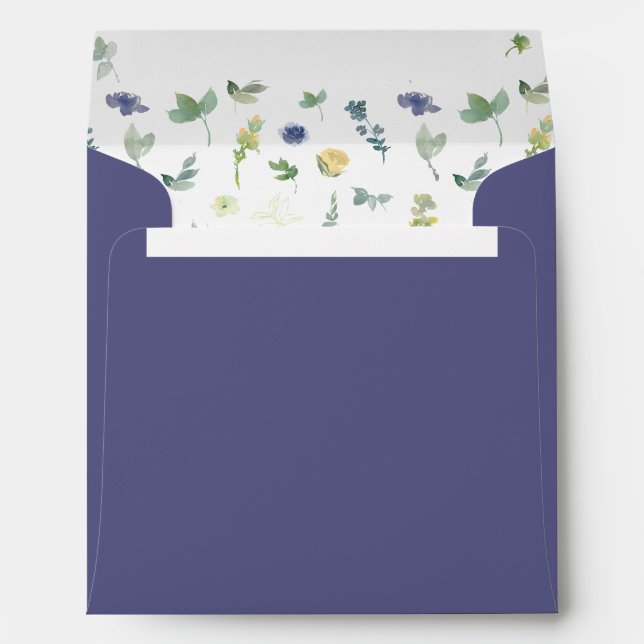 Blue yellow floral boho wedding square Envelope  (Back (Bottom))