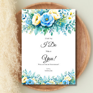 Blue Yellow Floral Bridal Party Proposal Cards