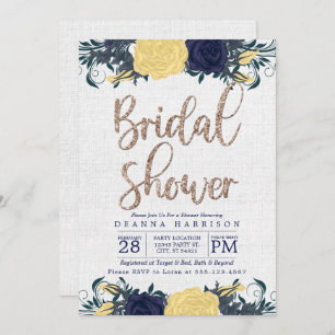 Blue & Yellow Floral Bridal Shower invitation
