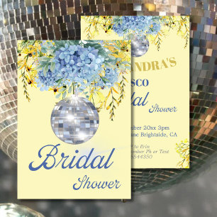 Blue Yellow Floral Disco Bridal Shower Invitation