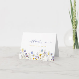 Blue & Yellow Floral Future Mrs Bridal Shower Thank You Card