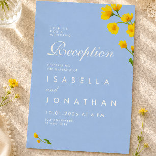 Blue & Yellow floral wildflowers Reception card
