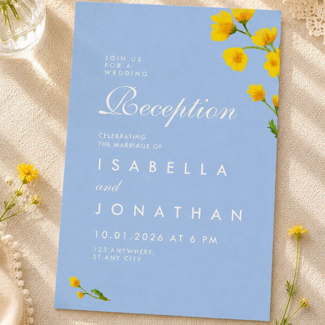 Blue & Yellow floral wildflowers Reception card (Creator Uploaded)