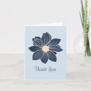 Blue Yellow Flower Floral Thank you Cards