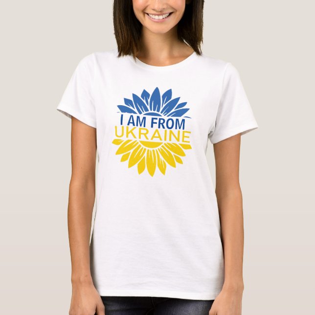 Blue/yellow flower I am from Ukraine. Customisable T-Shirt (Front)