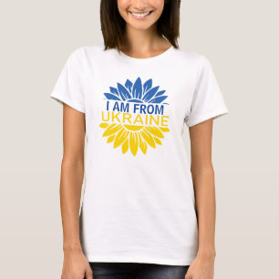 Blue/yellow flower I am from Ukraine. Customizable T-Shirt