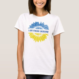 Blue/yellow flower I am from Ukraine. Customizable T-Shirt