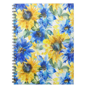 Blue Yellow Flowers Birthday Notebook