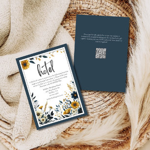 Blue Yellow Flowers Formal Elegant Wedding Hotel Enclosure Card