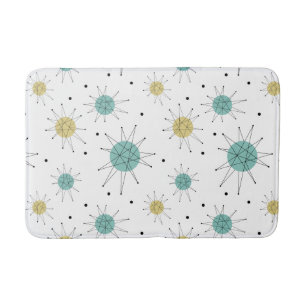 Blue Yellow Franciscan Starburst Mid Century Bath Mat