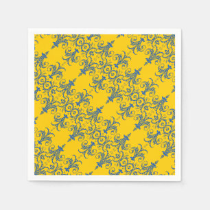 Blue yellow french chandelier pattern napkin