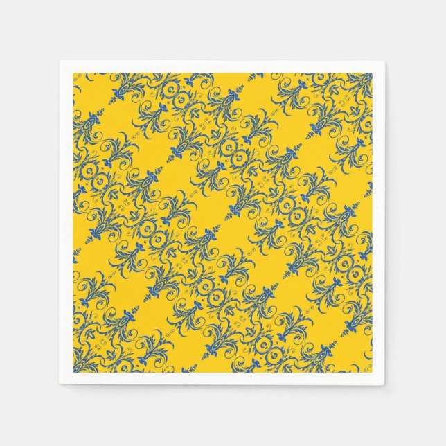 Blue yellow french chandelier pattern napkin (Front)