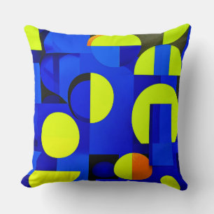 💙 Blue Yellow Geometric Decor For Modern Homes 💛 Cushion