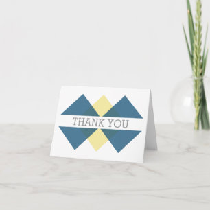 Blue Yellow Geometric Triad Thank You Card