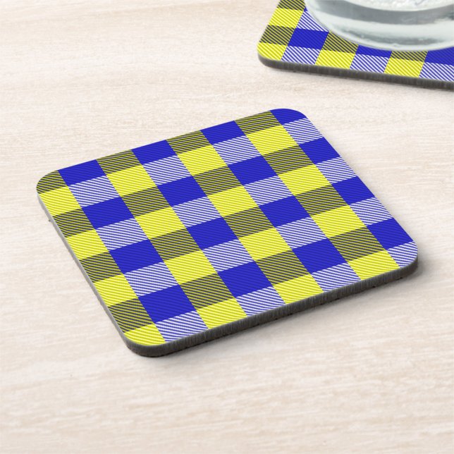 Blue Yellow Gingham Check Design  Coaster (Creator Uploaded)