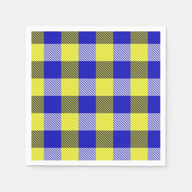 Blue Yellow Gingham Check Design  Napkin (Front)
