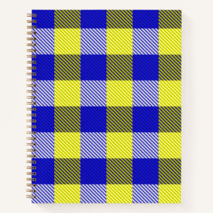Blue Yellow Gingham Check Design Notebook