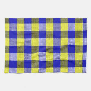 Blue Yellow Gingham Check Design Tea Towel