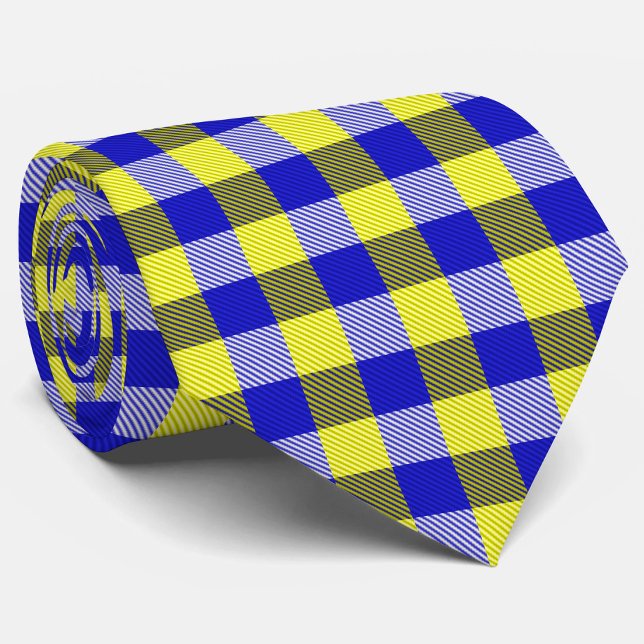 Blue Yellow Gingham Check Design  Tie (Creator Uploaded)