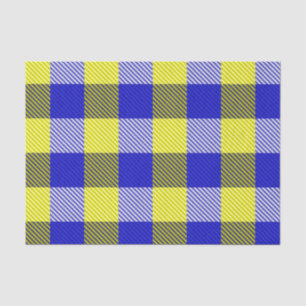 Blue Yellow Gingham Check Design  Tissue Paper