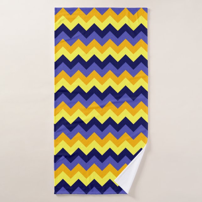 Blue Yellow Gold Chevrons Bath Towel (Bath Towel)