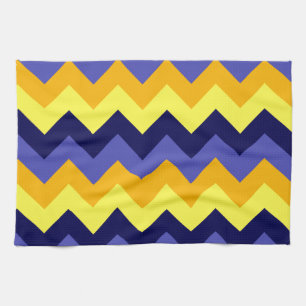 Blue Yellow Gold Chevrons Kitchen Towel