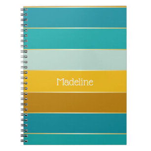 Blue Yellow Gold Custom Summer Color Block Stripes Notebook