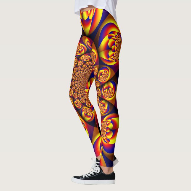Blue, Yellow, Gold Mini Spheres Leggings (Left)