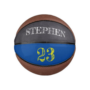 Blue Yellow Gold Personalised Number etching Mini Basketball