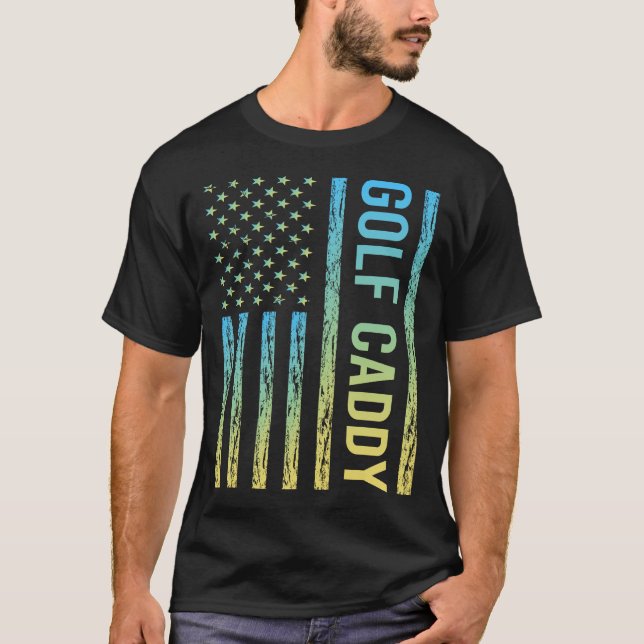 Blue Yellow Golf Caddy T-Shirt (Front)