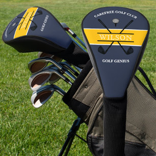 Blue Yellow Golf Club Logo Name Head Cover